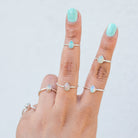 Opal Minimalist Ring, Dainty Opal Ring, Delicate Silver Ring, October Birthstone Ring