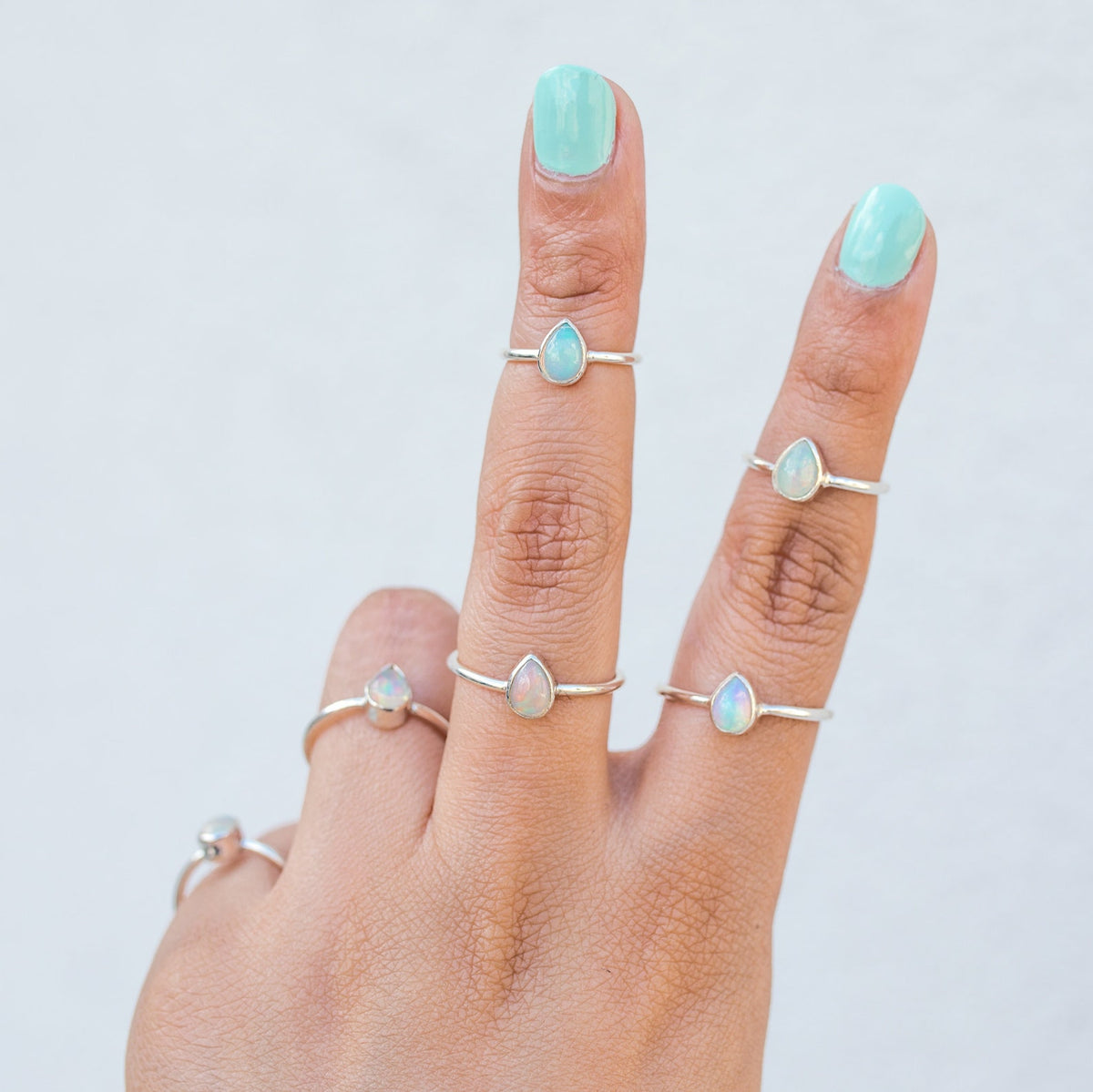 Opal Minimalist Ring, Dainty Opal Ring, Delicate Silver Ring, October Birthstone Ring