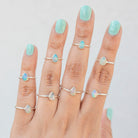 Opal Minimalist Ring, Dainty Opal Ring, Delicate Silver Ring, October Birthstone Ring