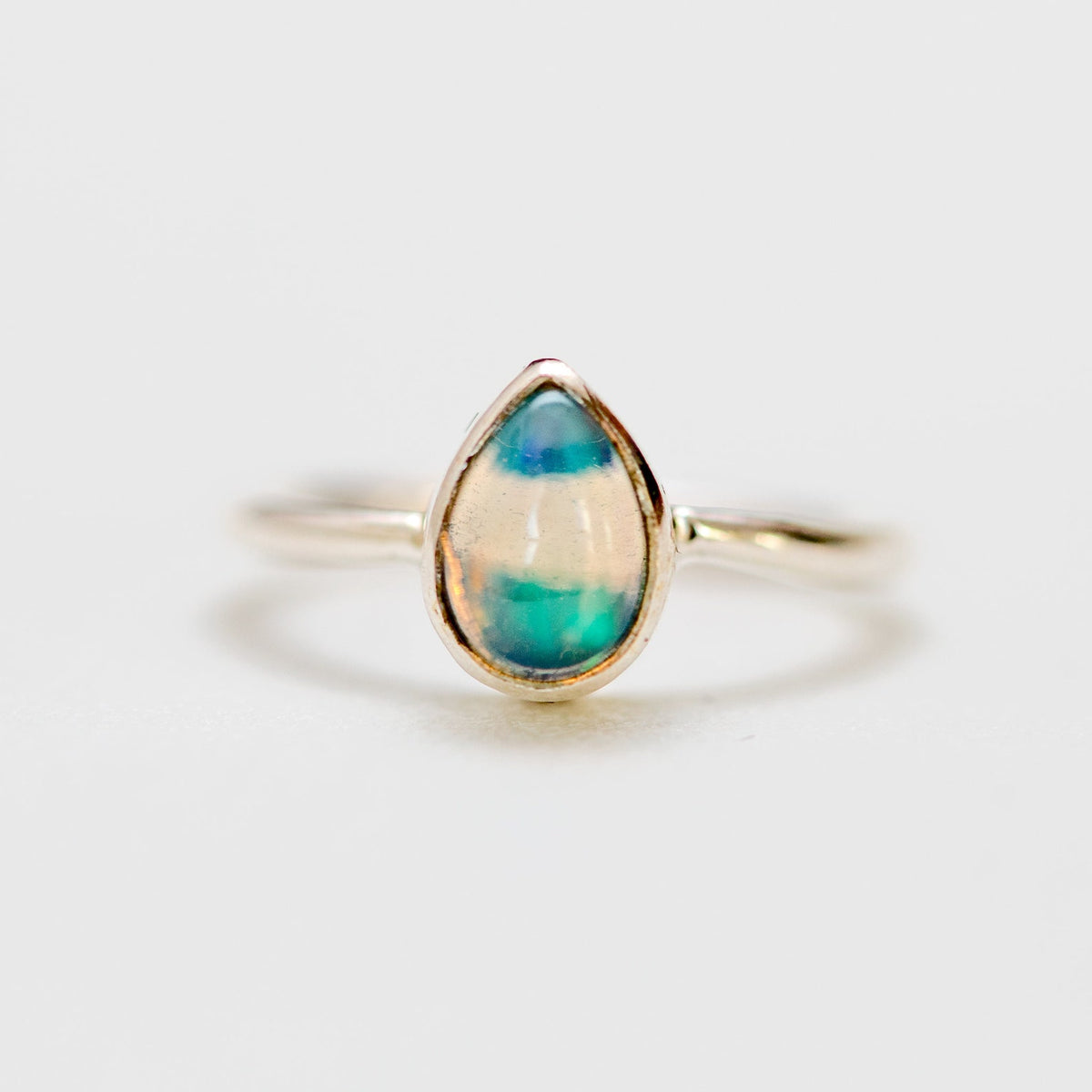 Opal Minimalist Ring, Dainty Opal Ring, Delicate Silver Ring, October Birthstone Ring