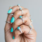 Round Turquoise Ring, Sterling Silver Ring