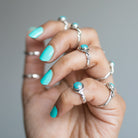 Round Turquoise Ring, Sterling Silver Ring