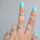 Round Stone Ring, Moonstone Crystal - Hippie Boho Ring