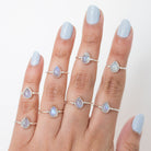 Thin Silver Ring, Pear Moonstone Ring