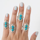 Turquoise Boho Ring, Silver Cocktail Ring
