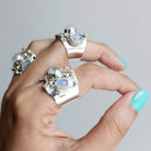 Art Deco Moonstone Ring, Triple Moonstone Ring