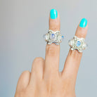 Art Deco Moonstone Ring, Triple Moonstone Ring
