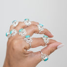 Turquoise Boho Ring, Ornate Silver Ring