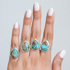 Pear Turquoise Ring, Copper Turquoise Boho Ring