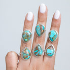Pear Turquoise Ring, Copper Turquoise Boho Ring