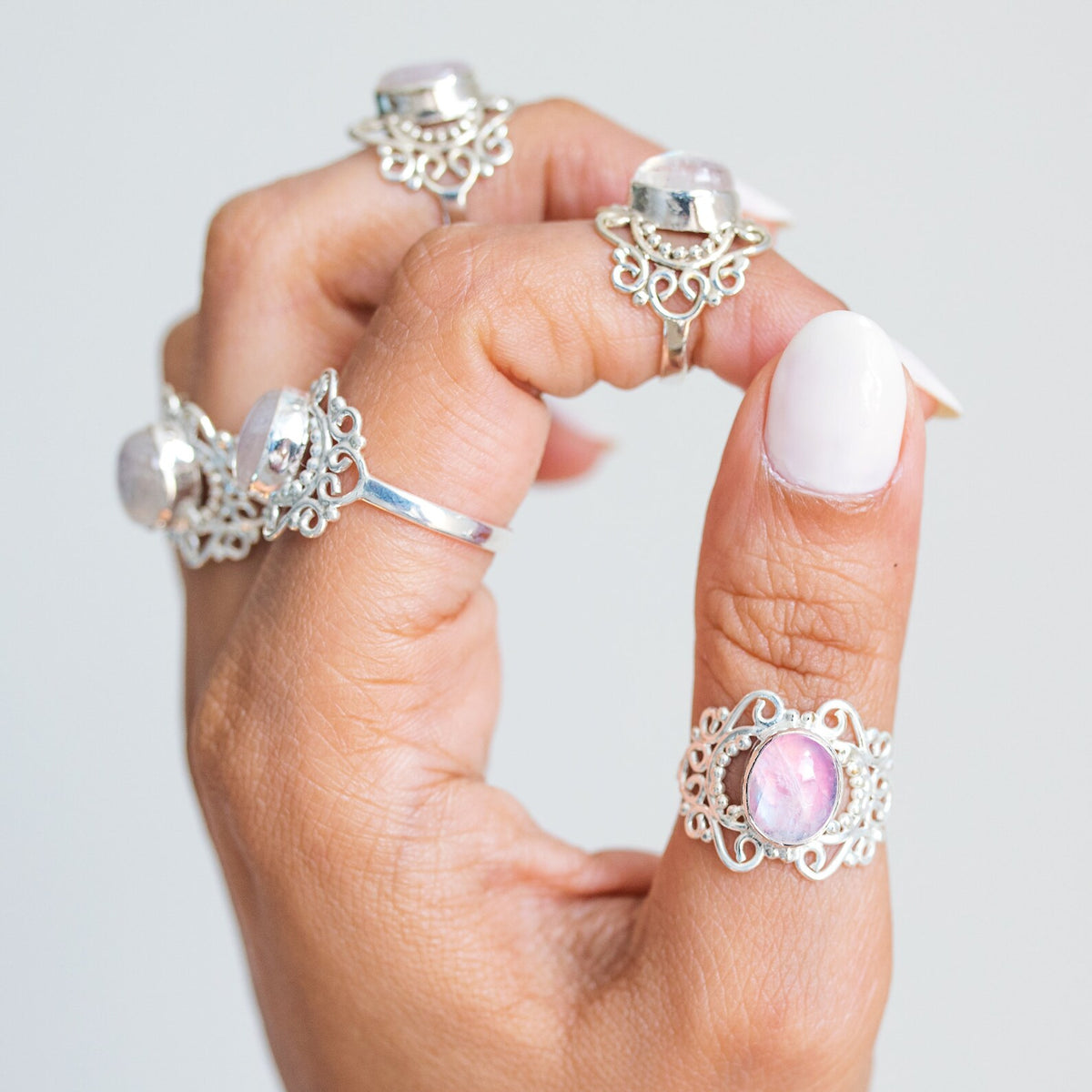 Pink Moonstone Ring, Pink Gemstone Ring