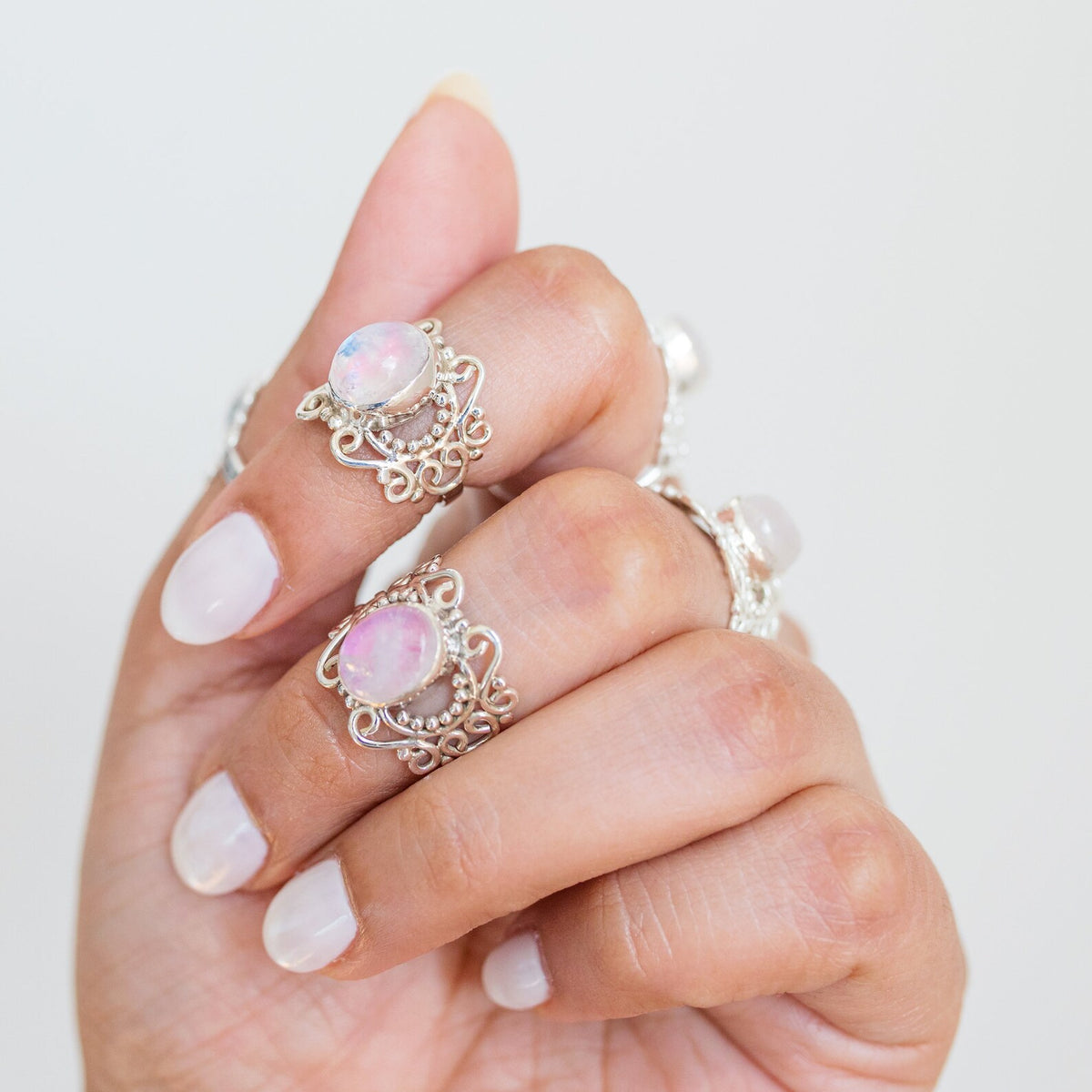 Pink Moonstone Ring, Pink Gemstone Ring