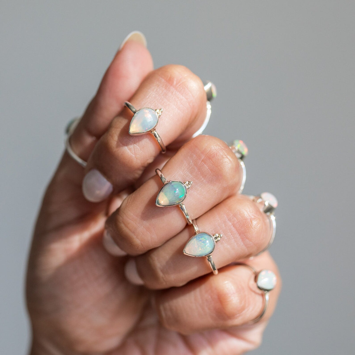 Pear Opal Ring, Opal Birthstone Ring