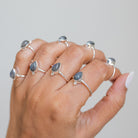 Pear Labradorite Ring, Minimalist 925 Ring