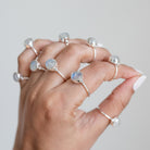 Round Moonstone Ring, Delicate Silver Ring