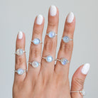 Round Moonstone Ring, Delicate Silver Ring