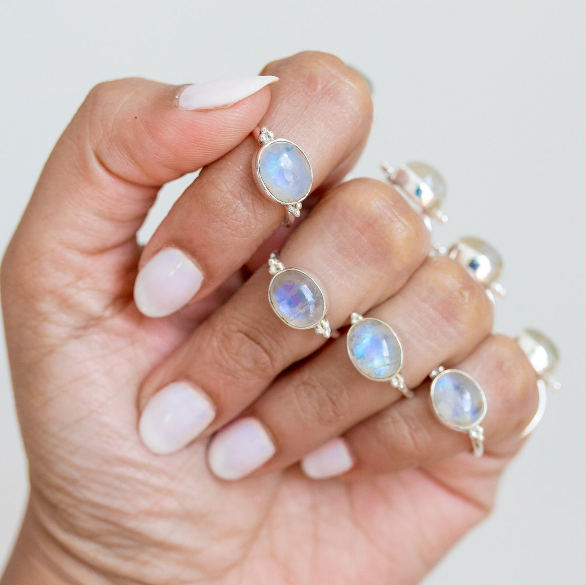 Oval Moonstone Ring, Sterling Silver Ring
