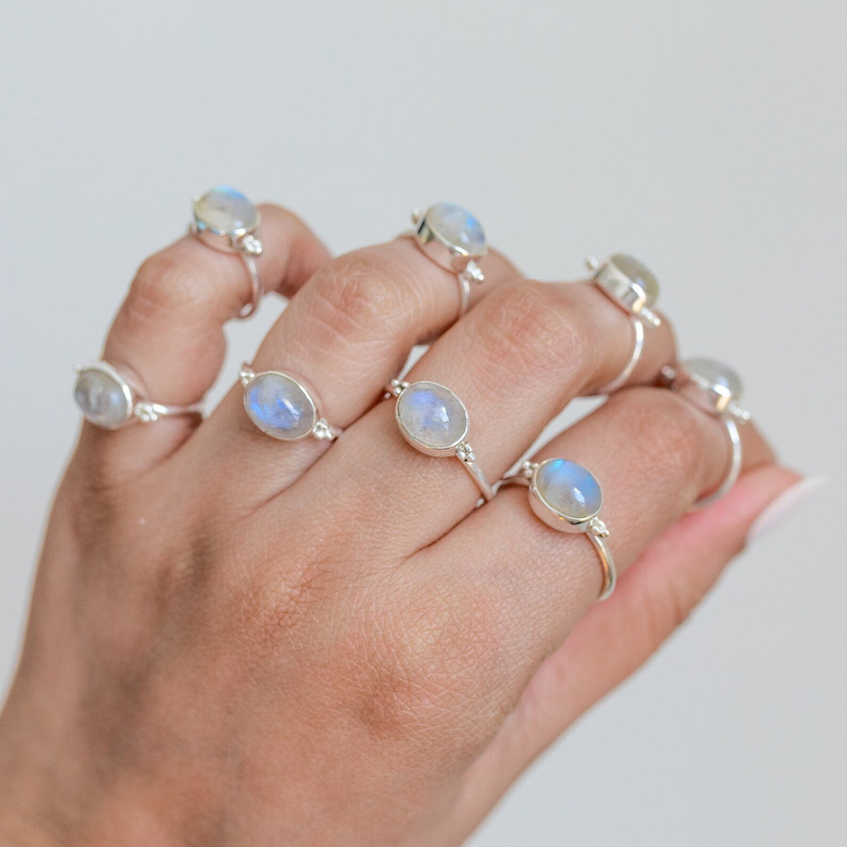 Oval Moonstone Ring, Sterling Silver Ring