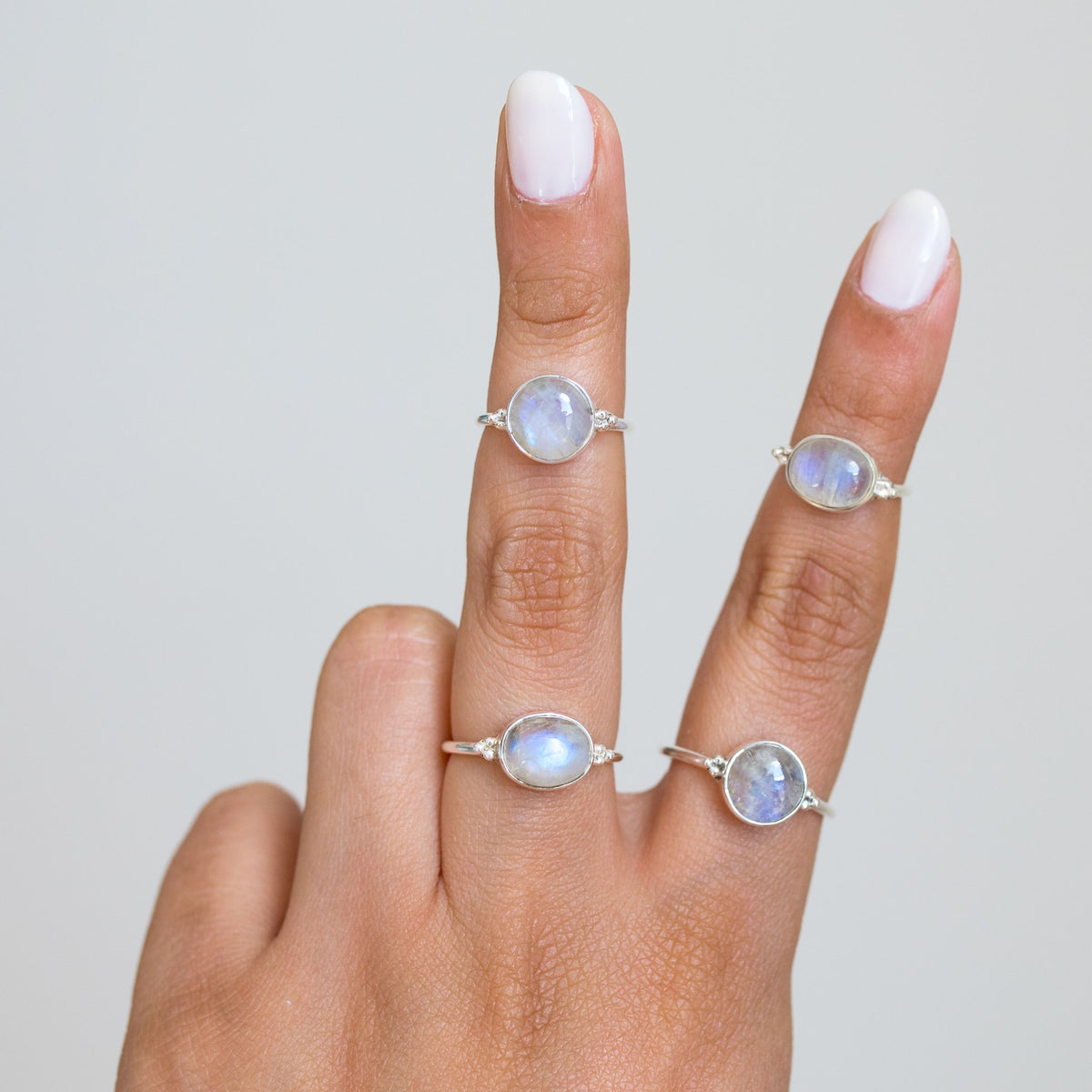 Oval Moonstone Ring, Sterling Silver Ring