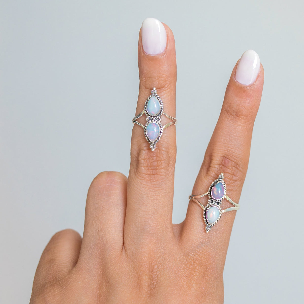 Natural Opal Ring, Teardrop Fire Opal Ring, Opal Gemstone Ring