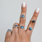 Oval Labradorite Ring, Blue Labradorite Ring