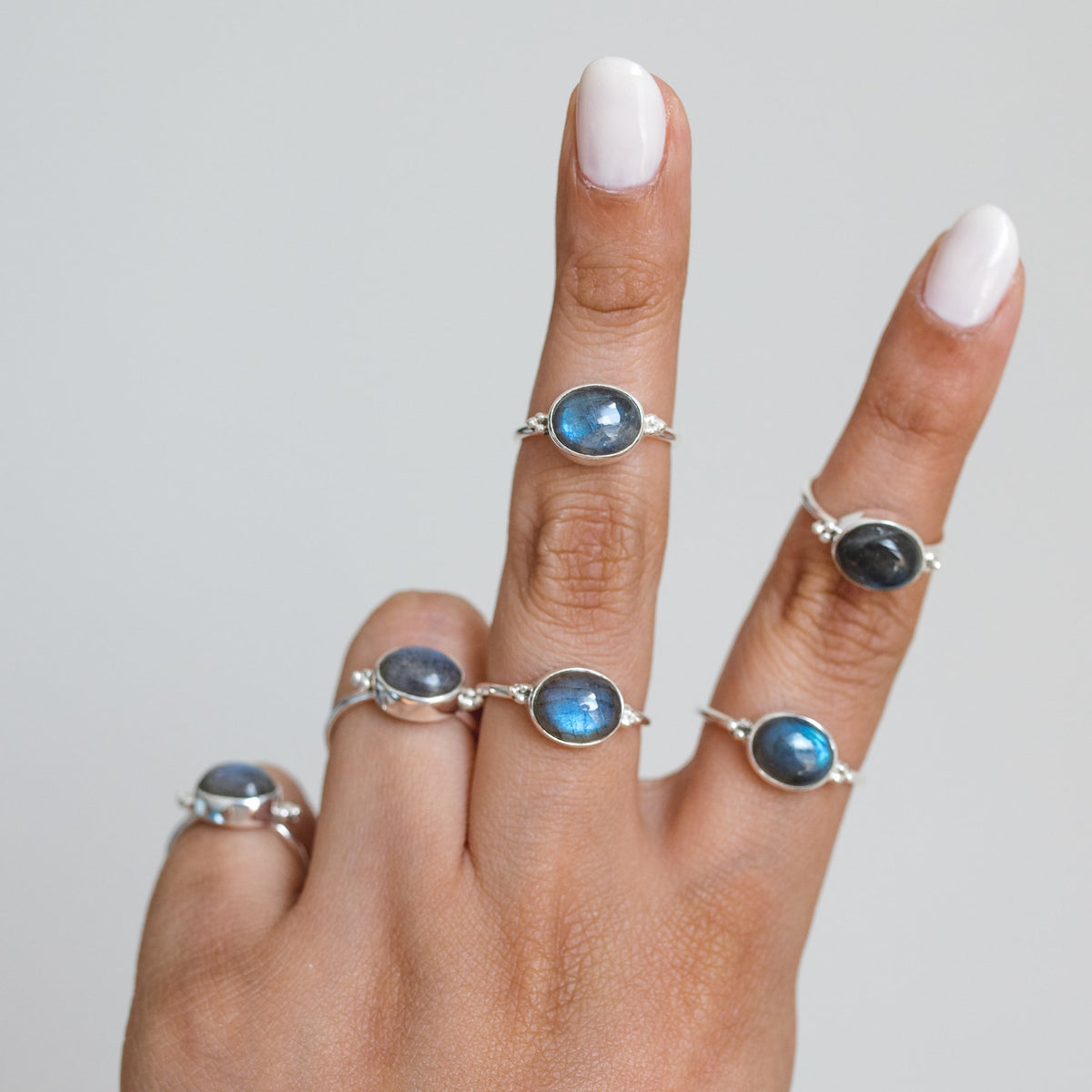 Oval Labradorite Ring, Blue Labradorite Ring