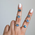 Oval Labradorite Ring, Blue Labradorite Ring