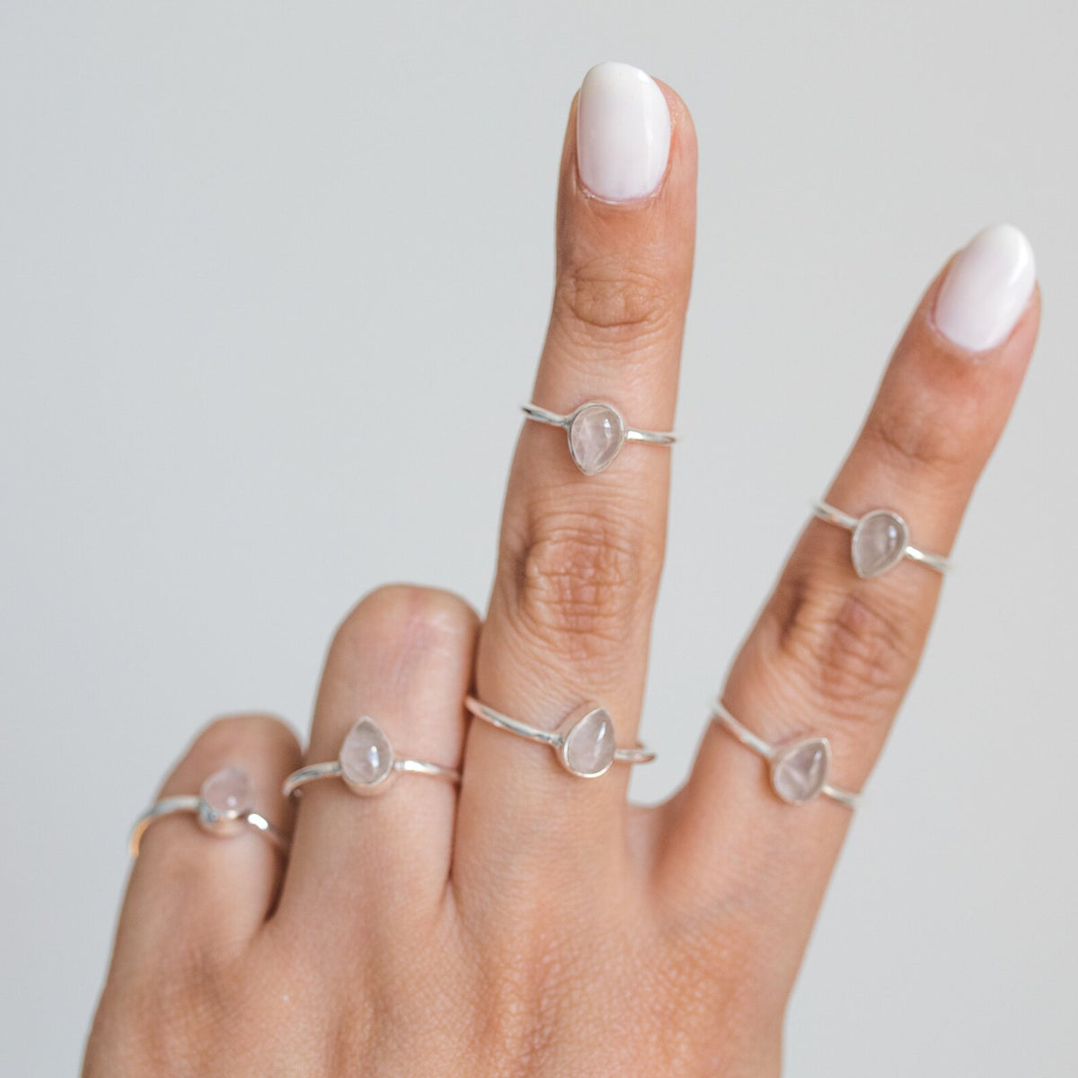 Rose Quartz Ring, Dainty Crystal Ring