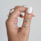Rose Quartz Ring, Dainty Crystal Ring
