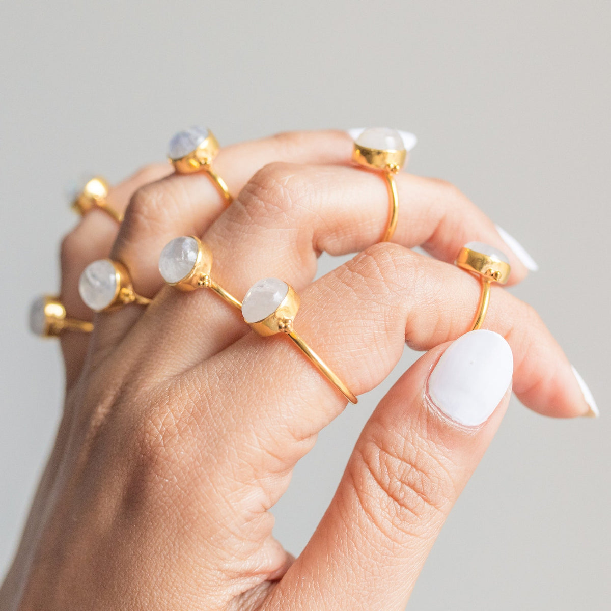 Round Moonstone - Gold Vermeil Ring