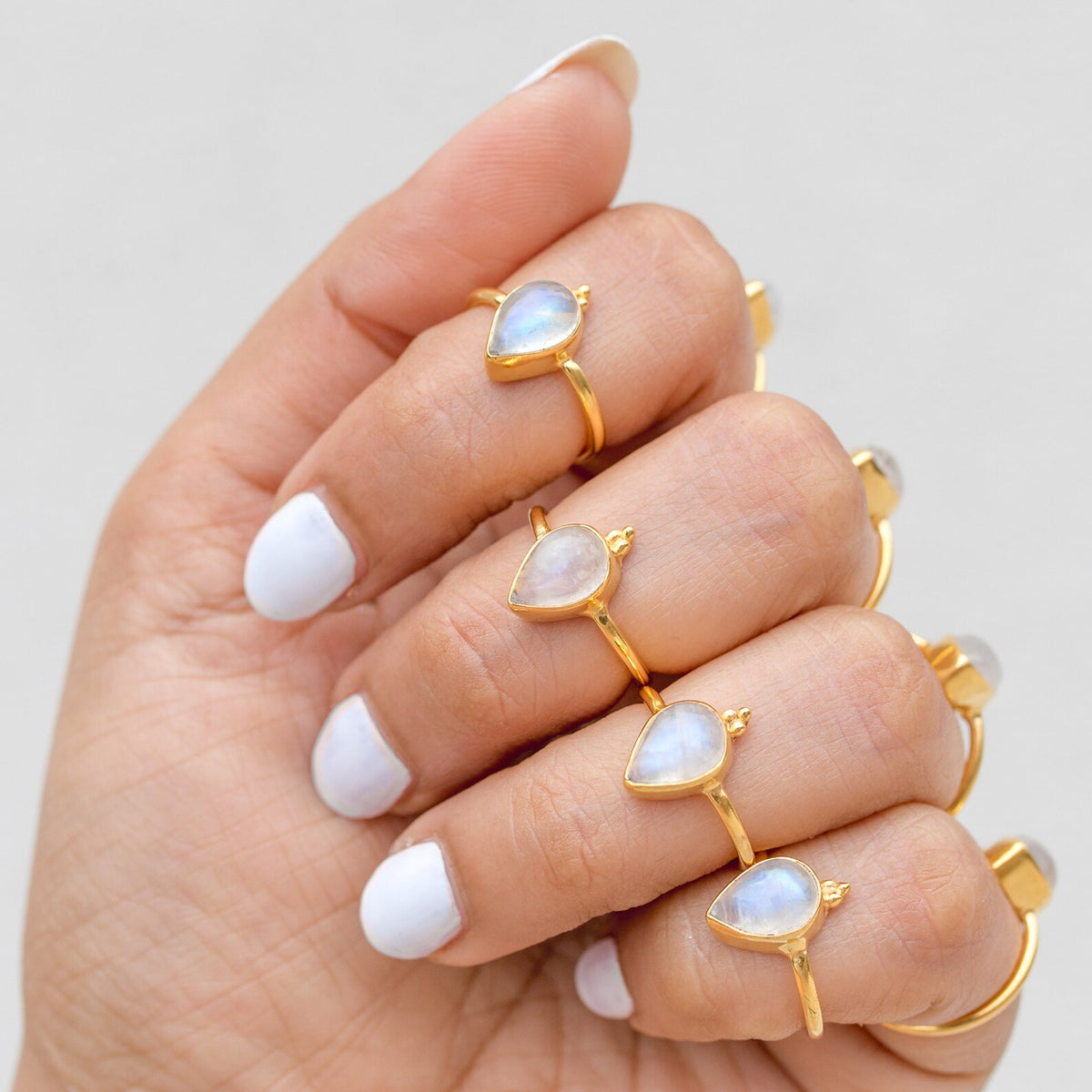 Pear Moonstone Ring, Gold Promise Ring