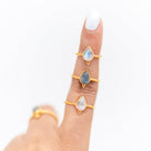 Pear Labradorite Ring, Minimalist Vermeil Jewelry