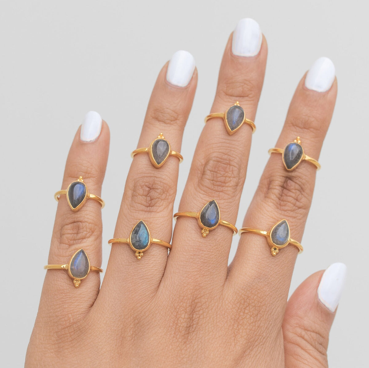 Pear Labradorite Ring, Minimalist Vermeil Jewelry