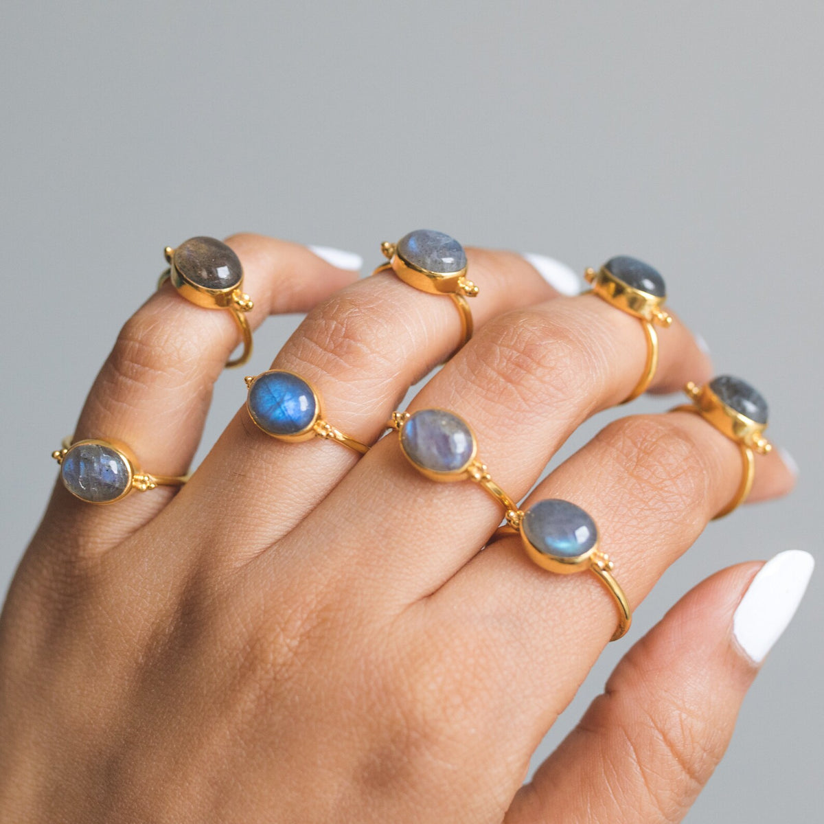Oval Labradorite Ring, Gold Vermeil Ring