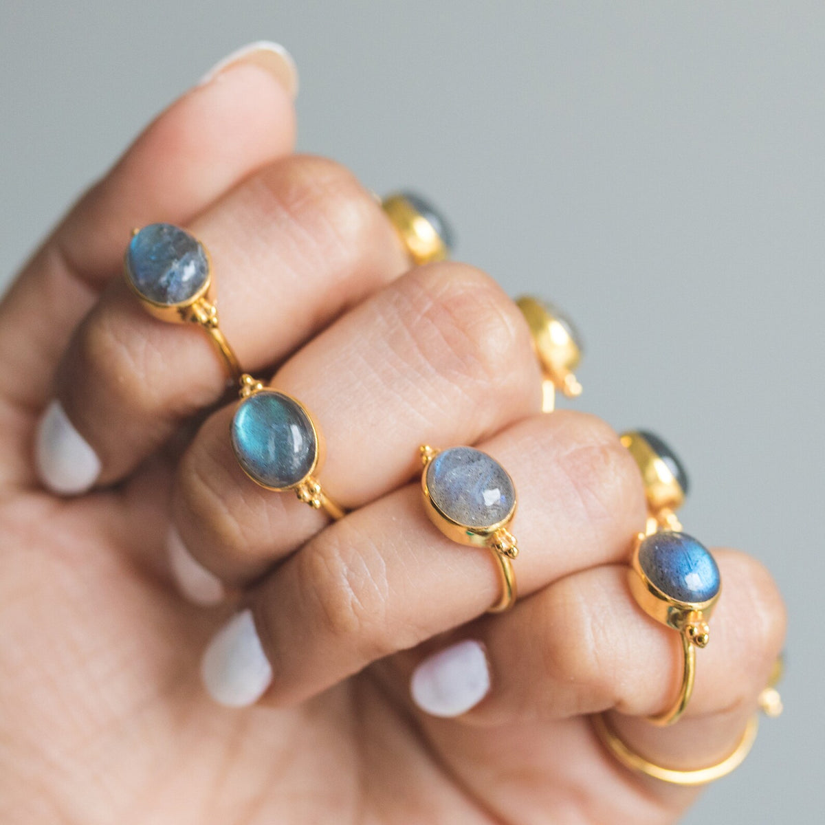 Oval Labradorite Ring, Gold Vermeil Ring