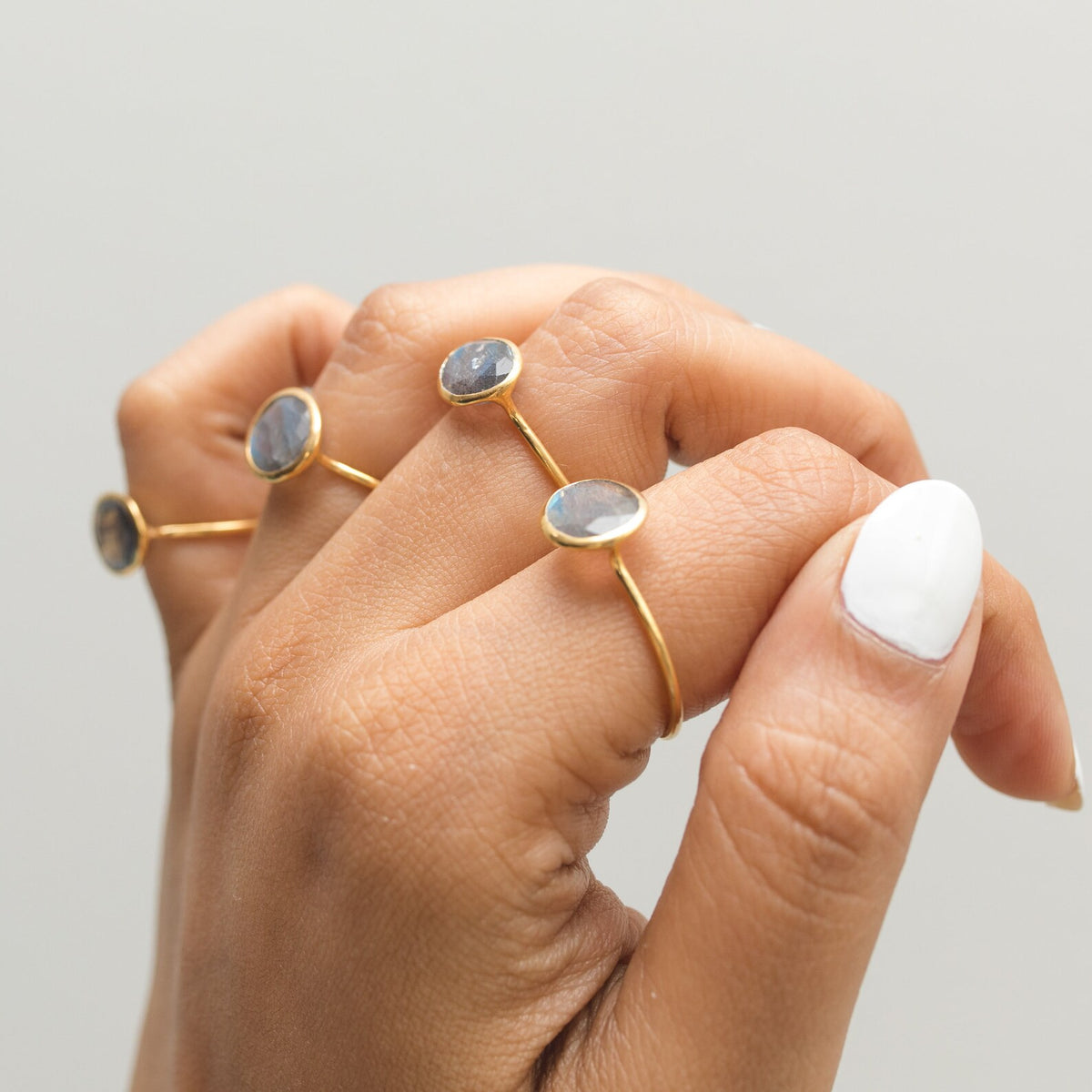 Labradorite Gold Vermeil Ring, Rainbow Labradorite Ring