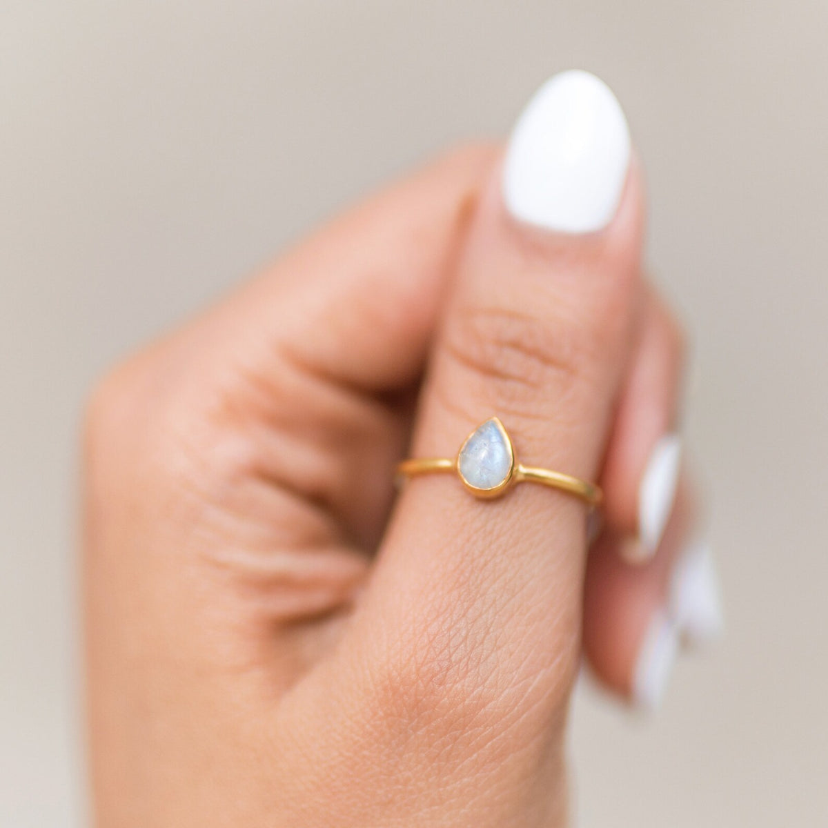 Pear Moonstone Ring, Gold Vermeil Ring