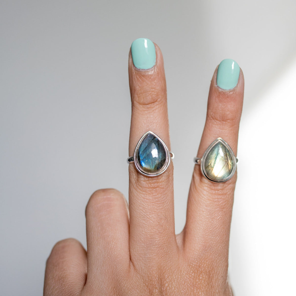 Pear Labradorite Ring, Statement Ring