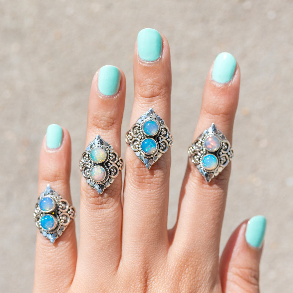 Opal Cocktail Ring, Natural Opal Ring, Opal Statement Ring
