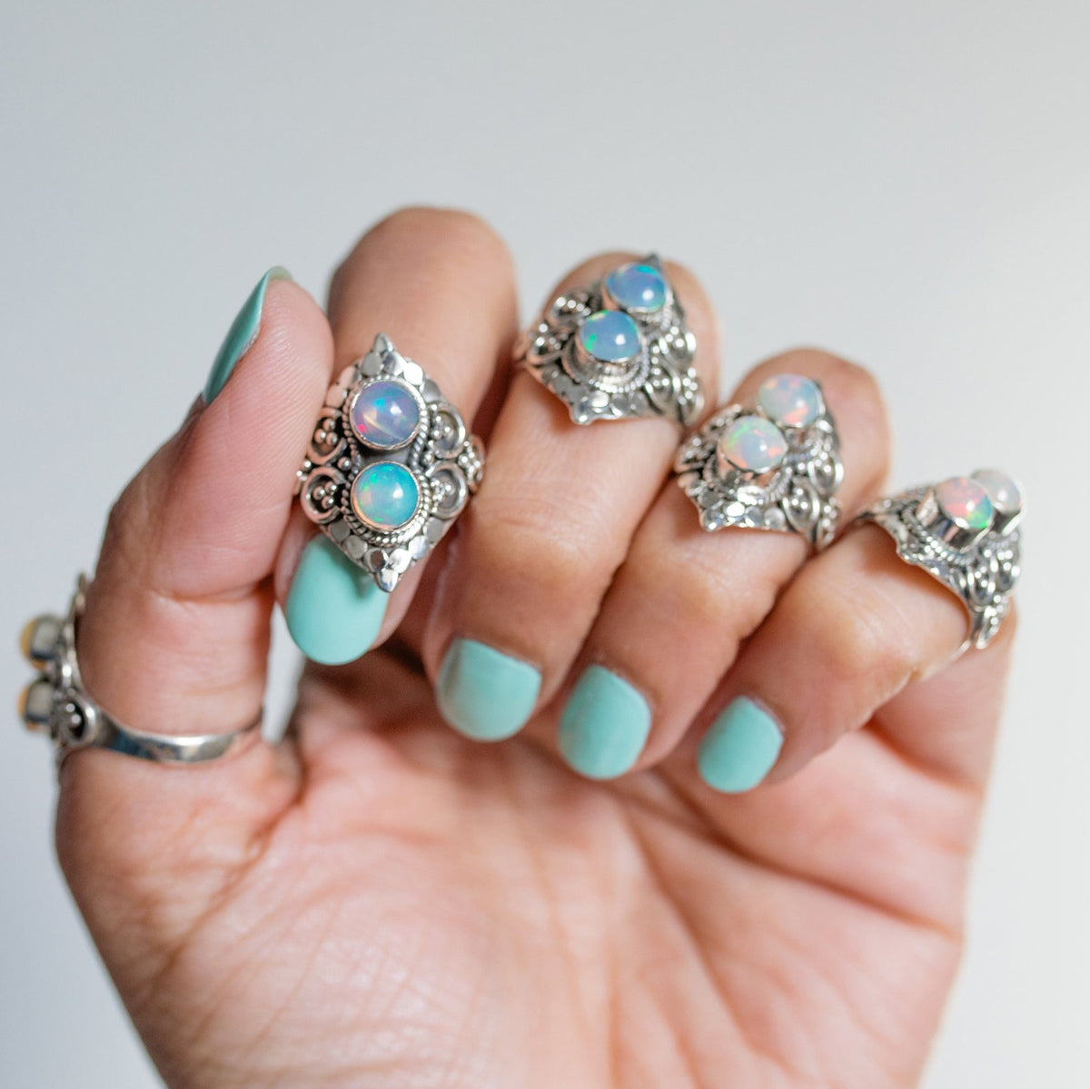 Opal Cocktail Ring, Natural Opal Ring, Opal Statement Ring