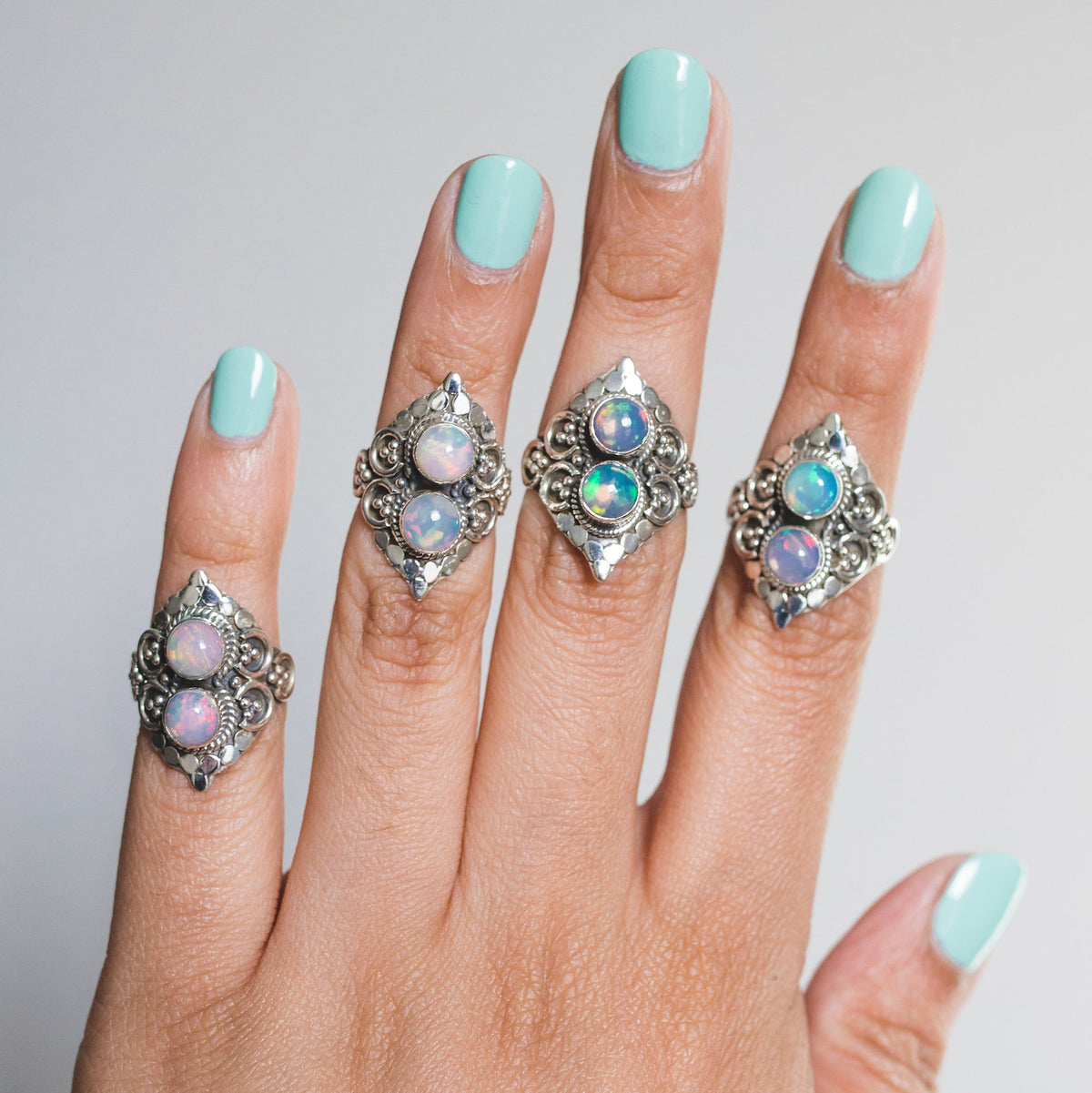 Opal Cocktail Ring, Natural Opal Ring, Opal Statement Ring