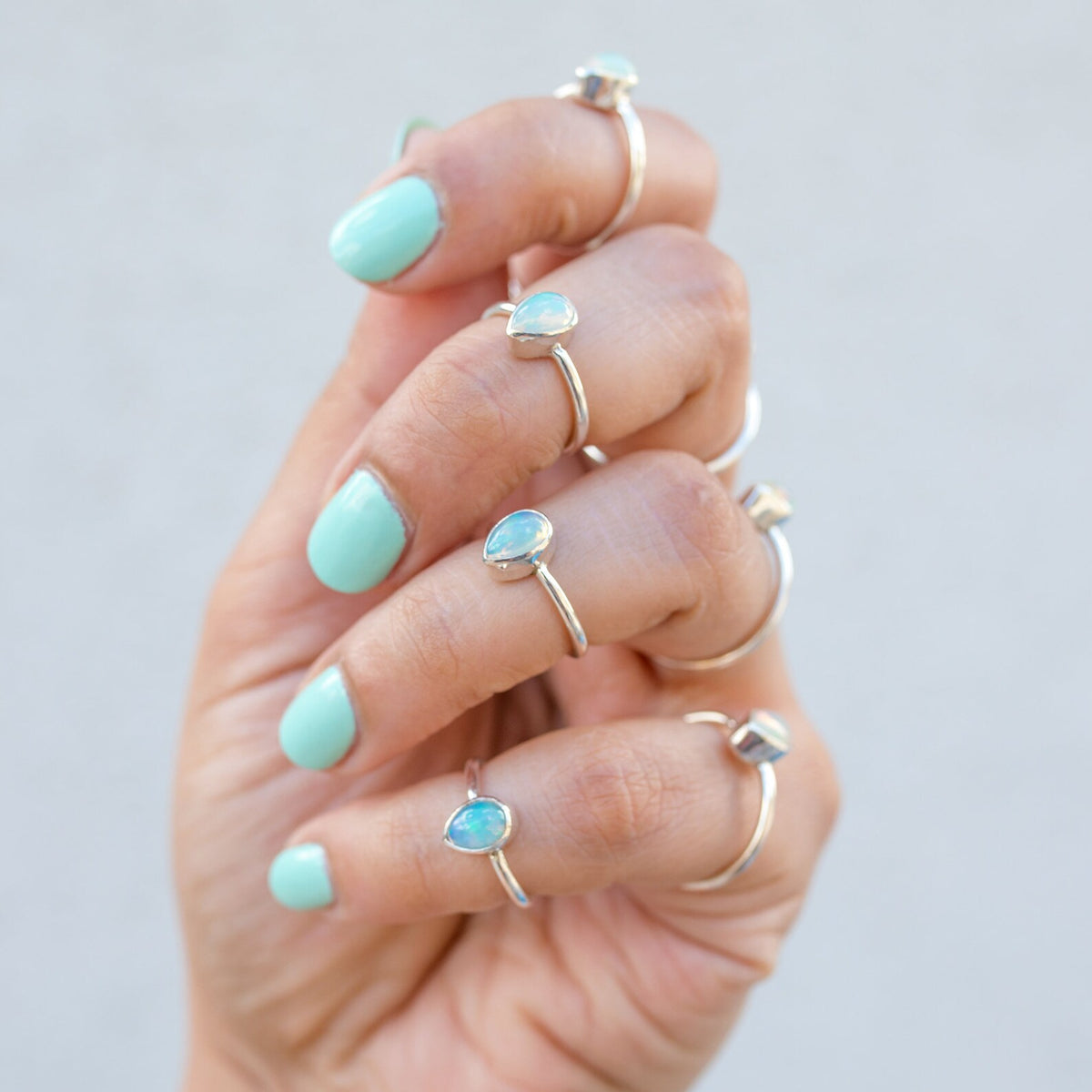 Opal Minimalist Ring, Dainty Opal Ring, Delicate Silver Ring, October Birthstone Ring