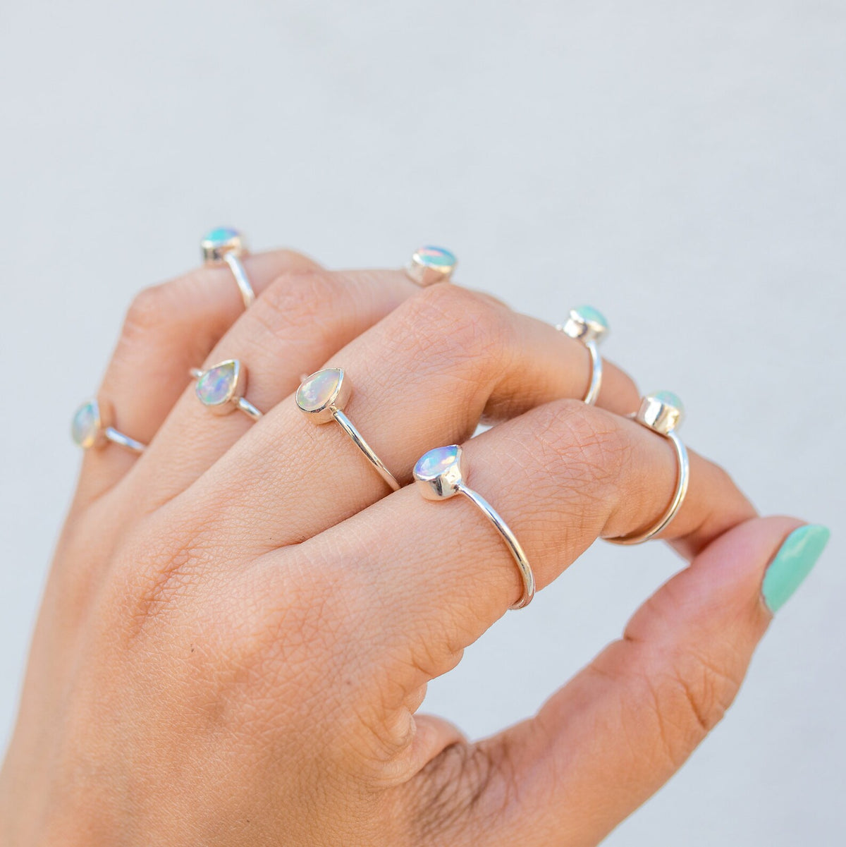 Opal Minimalist Ring, Dainty Opal Ring, Delicate Silver Ring, October Birthstone Ring
