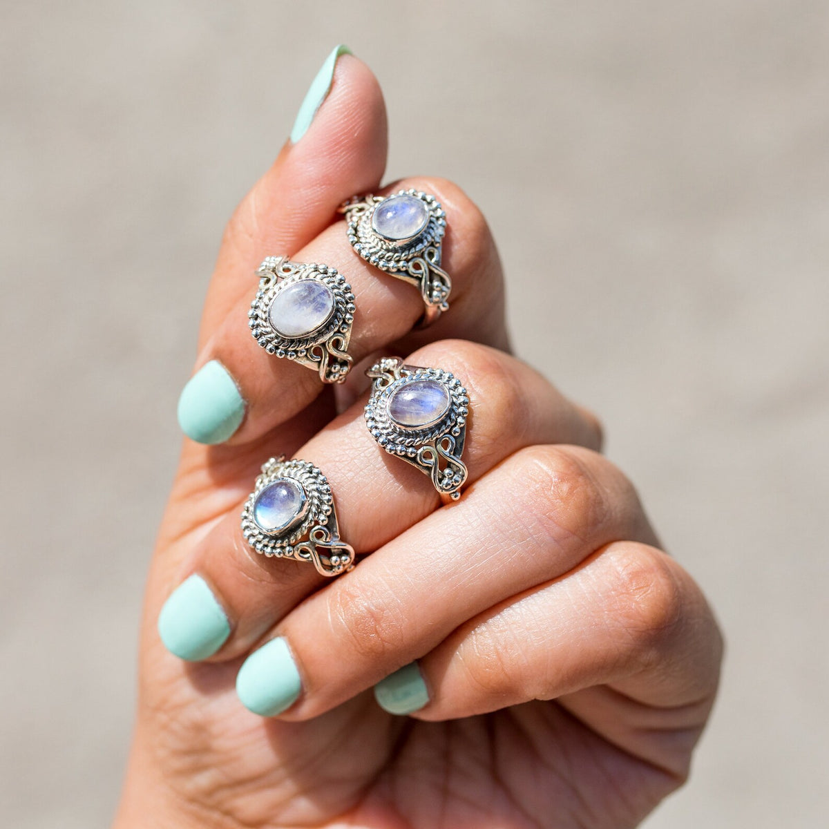 Oval Moonstone Ring, Unique Stone Ring