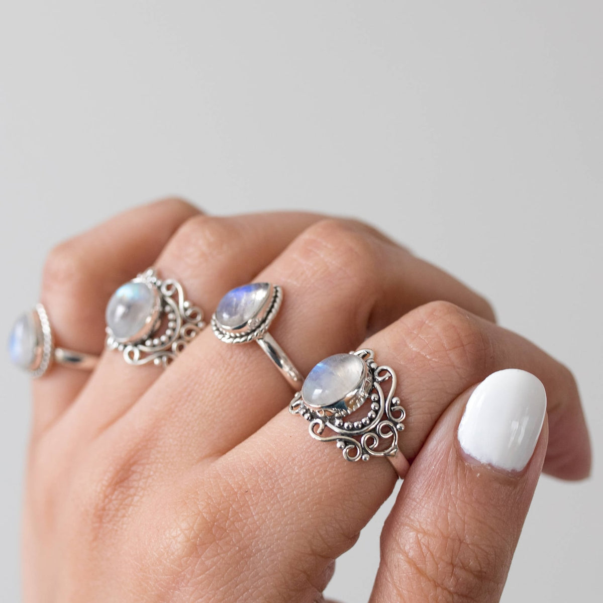 Moonstone Statement Ring, Sterling Silver Rings