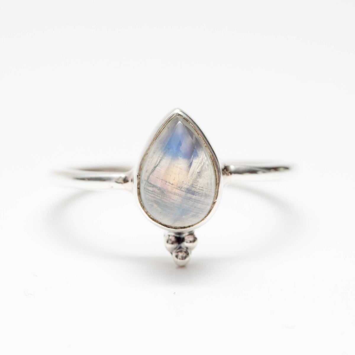 Blue Moonstone Stack Ring, Silver Promise Ring