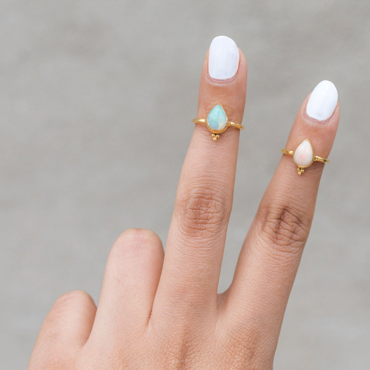 Natural Opal Ring, Pear Opal Gold Vermeil Ring