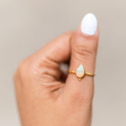 Natural Opal Ring, Pear Opal Gold Vermeil Ring