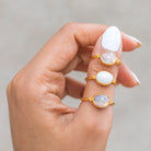 Oval Opal Ring, Opal Promise Ring, Gold Vermeil Sterling Silver Ring