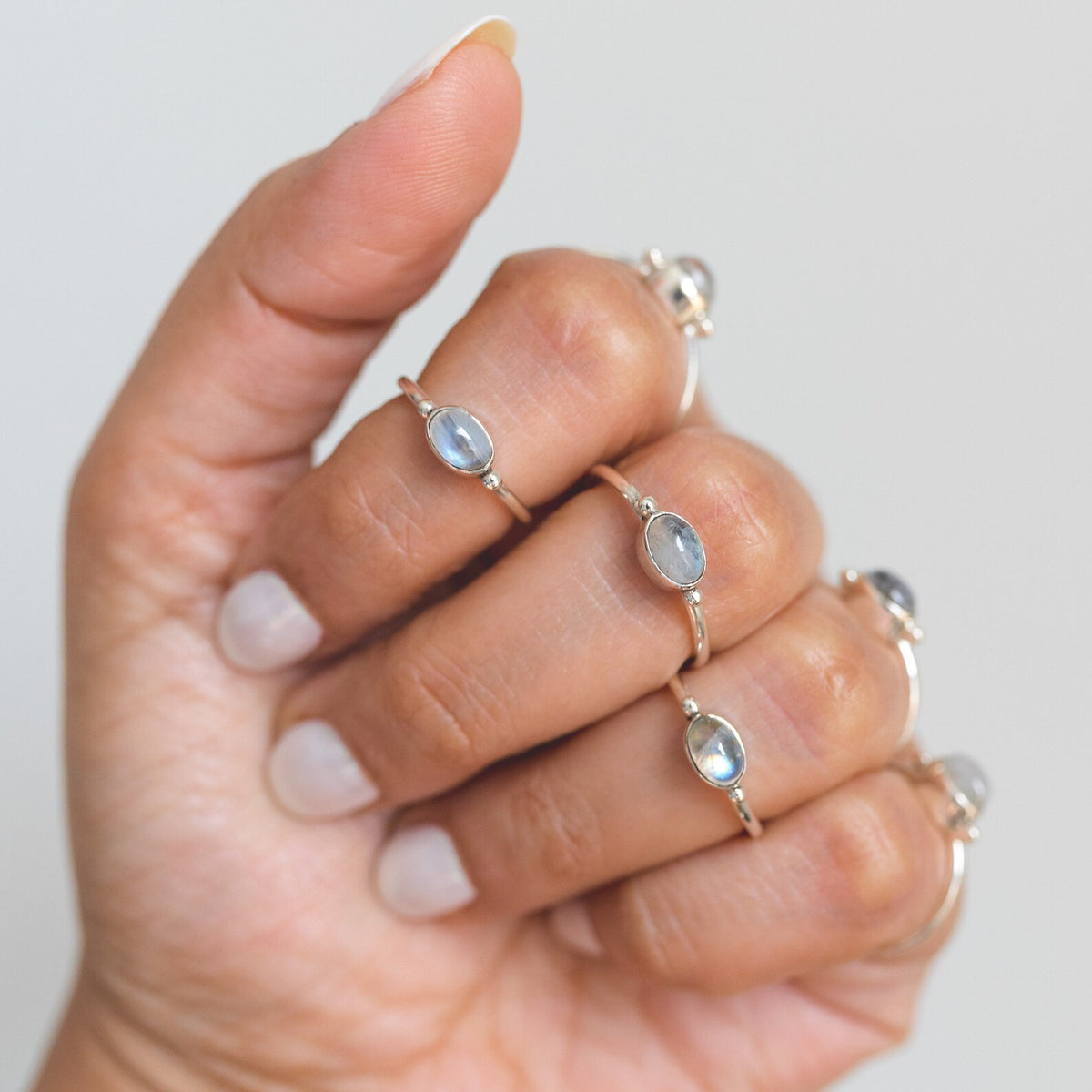 Minimalist Moonstone Ring, Dainty Bridesmaid Ring